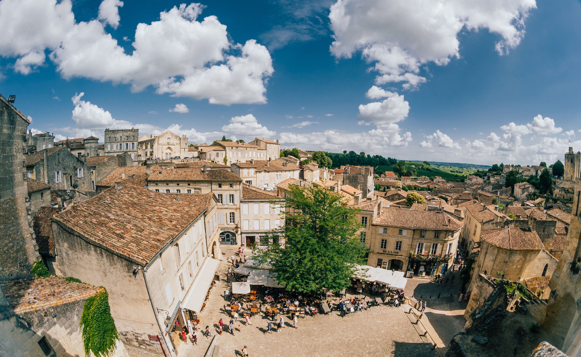 Old town of Saint-Emilion, view from above