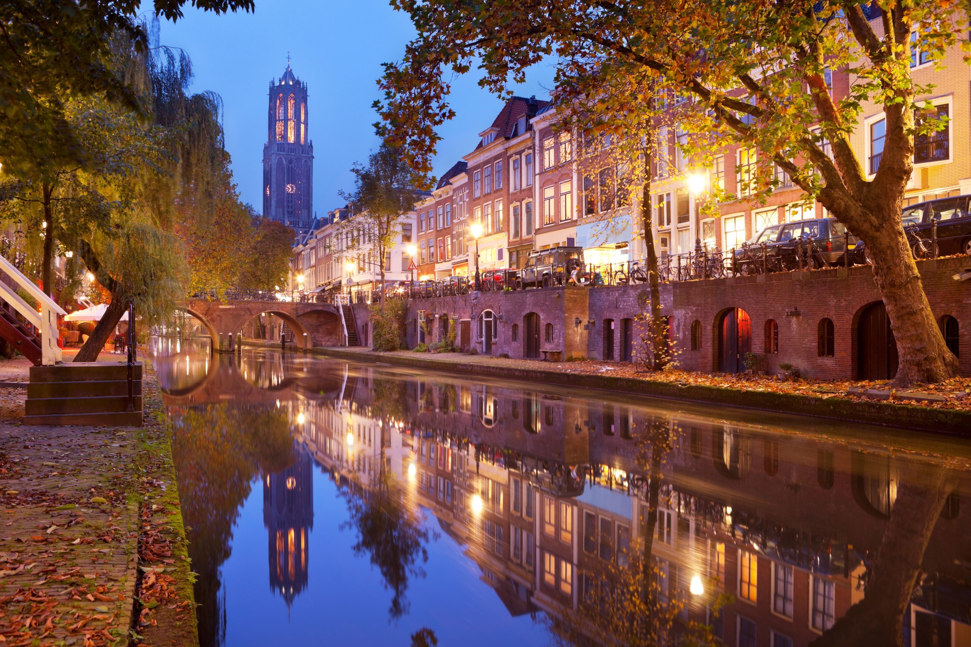 Dom tower in Utrecht, The Netherlands at night